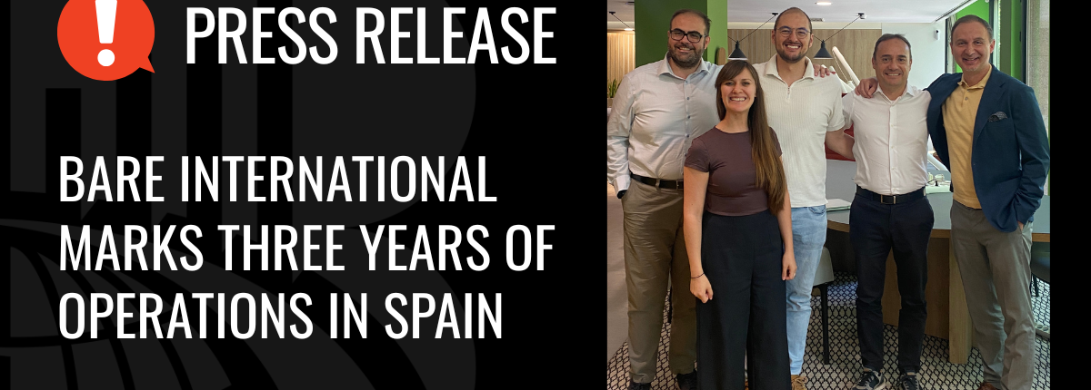 The BARE International Spain team in Madrid celebrating three years of operations and growth in customer experience research across Spain and the Mediterranean region.